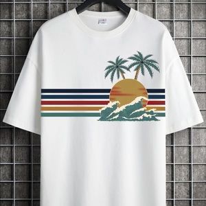 Block Striped & Palm Tree Tee